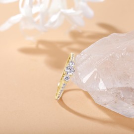 SHINYSO Wedding Band for Women Cubic Zirconia CZ Engagement Ring Anniversary and Promise Eternity Gold/Silver Ring Size 4-10, 4, Metal, Cubic Zirconia