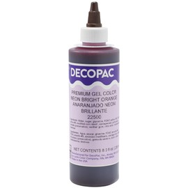 DECOPAC Premium Gel Food Color, Edible Coloring For Use with Buttercream or Whipped Icing, Fondant & Piping Gel, Highly Concentrated Gel, 8oz - Neon Bright Orange