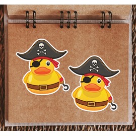 2 x 10cm Pirate Rubber Ducks Vinyl Stickers - Hat Men Kawaii Toy Bath Duckies Cute Funny Novelty Animal Decal Scrapbook Sticker #81553
