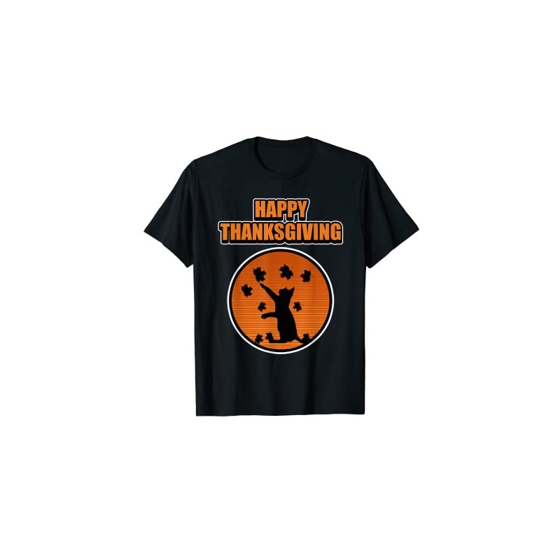 Happy Thanksgiving for Cat Friends - Thanksgiving T-Shirt, black