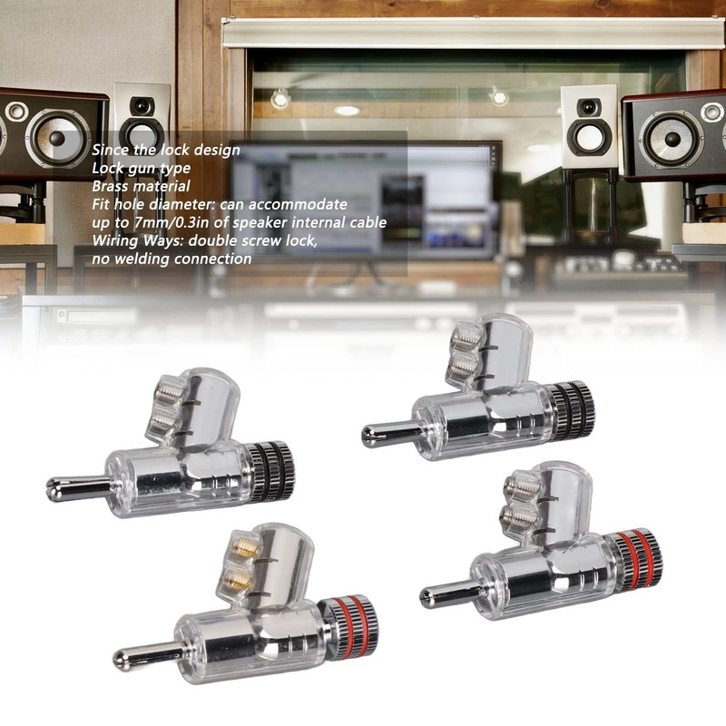 4pcs BA1403R Banana Plug,Locking Rhodium Plated Speaker Banana Connectors,Double Screw