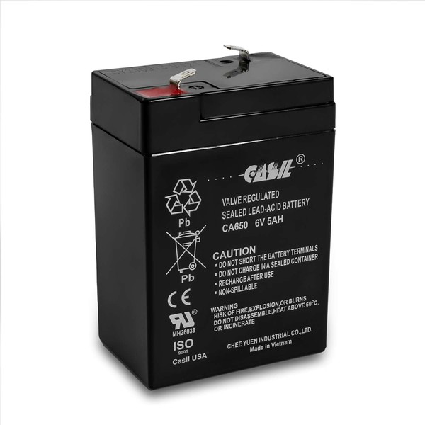 Casil 6v 5ah Battery AGM SLA Rechargeable Battery Replaces 6v 4.5 ah Rechargeable Battery, 6v Battery for Ride on Toys, Emergency Lights ELB-0604 Battery ELB0604
