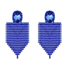 EVER FAITH Tassel Earrings Rhinestone Crystal Costume Large Bib Drop Chandelier Long Stud Earrings for Women Girls Clear, Crystal, No Gemstone