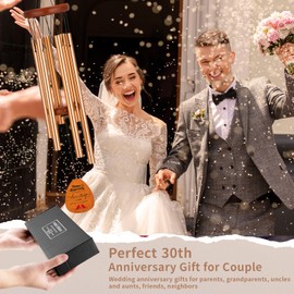 30th Anniversary Wedding Wind Chime with Meaningful Sayings, Happy 30th Anniversary Decorations Romantic Gifts for Couple, Parents, Wife, Husband, Friends, Silver Anniversary Keepsake