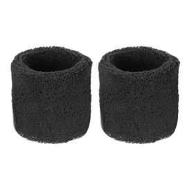 M METERXITY 2 Pack Wrist Brace - Elastic Air-Permeable Cotton Terry Cloth Sweatband, Apply to Tennis/Basketball/Running (8x5cm, Black)