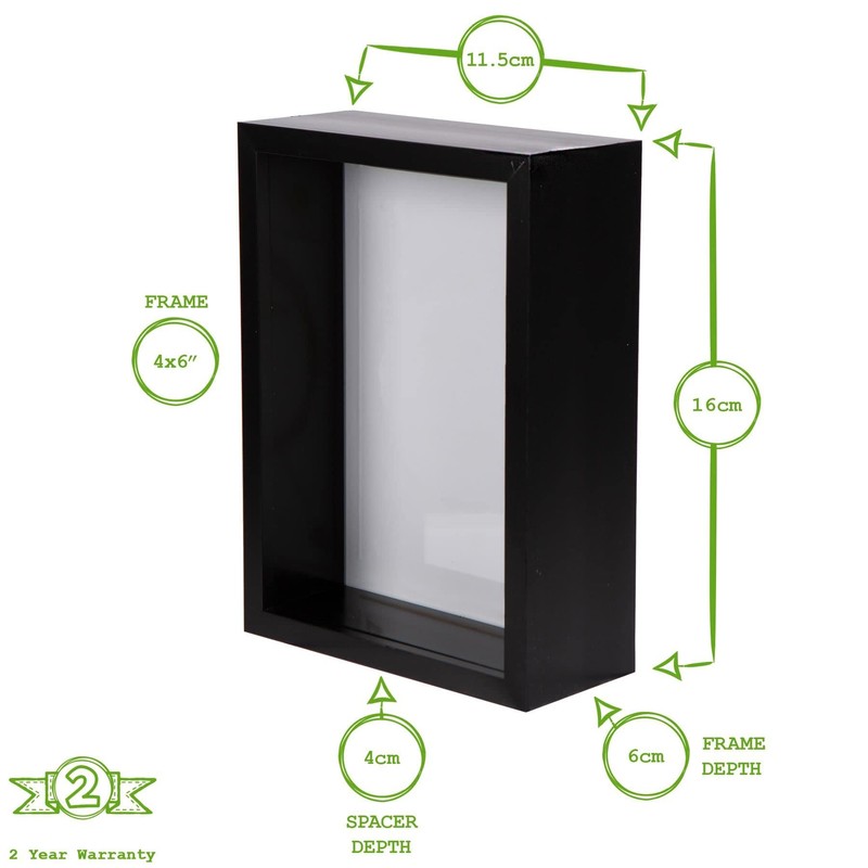 1x Black 4 x 6 inch 3D Deep Box Wooden