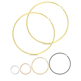 Inscca Gold Plated Earrings Small Hoop 30mm Birthday Gift for Wife Women Stainless Steel Hypoallergenic Modern Jewelry Thin Various Sizes