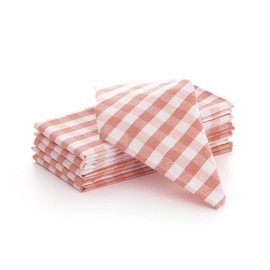 Vichy 6 Pack of 6 Checked Cloth Napkins Cotton Heavy Duty Catering Napkins 45 x 45 cm Salmon
