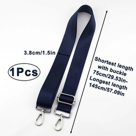 Wide Shoulder Bags Strap Polyester Crossbody Bag Strap 3.8cm Handbag Strap Adjustable Replacement Strap Handbags Bag Strap with Metal Swivel Hooks Women's Men's Crossbody Bag Strap (Dark Blue)