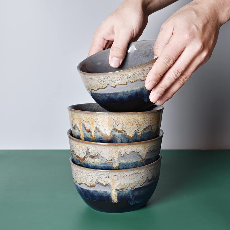 Bosmarlin Stoneware Cereal Bowls Set of 4, 26 Oz, Soup