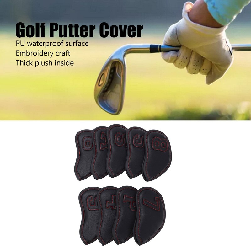 Golf IronCovers, 9Pcs PU and Plush Golf Club IronCovers Waterproof