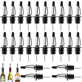 24Pcs Speed Pourer Mouth with Tapered Mouth and Cap Stainless Steel Liquor Bottle Pourer Leak-Proof Olive Oil Mouth Vinegar Soy Pourer Mouth Dishwasher Safe for 3/4inch Bottle Lip