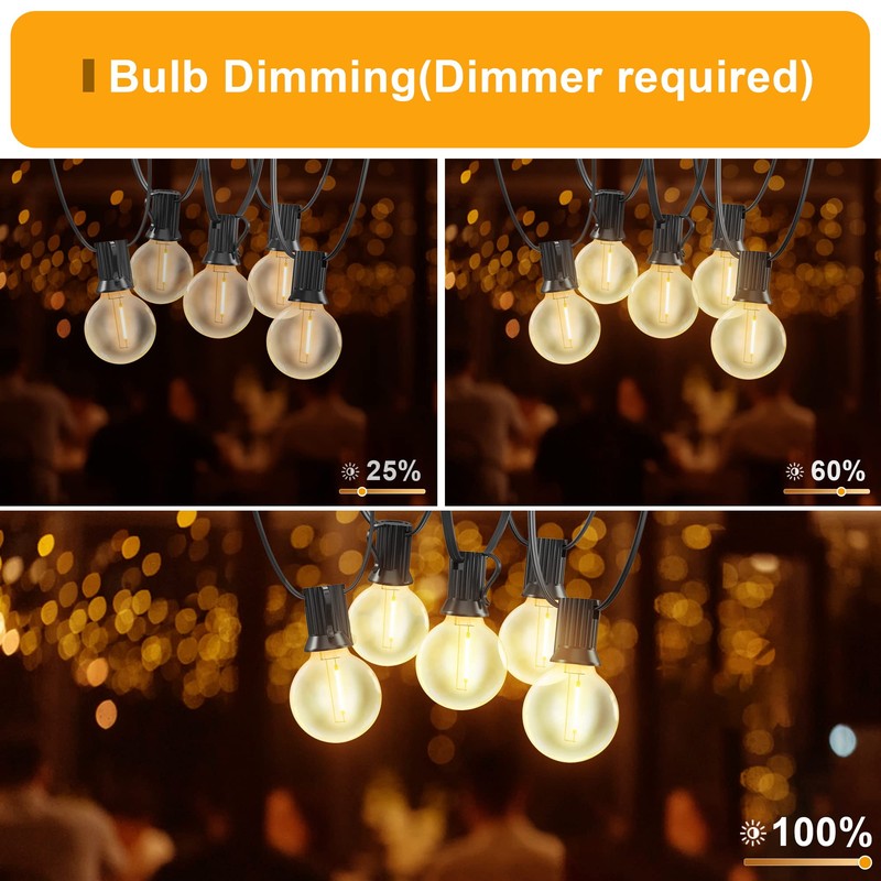 Outdoor String Lights, 55FT Shatterproof LED Patio Lights With 30