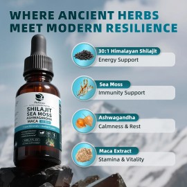 Lukaree Himalayan Shilajit Drops 12-in-1 Complex Sea Moss, Ashwagandha, Maca 60ML/2 oz