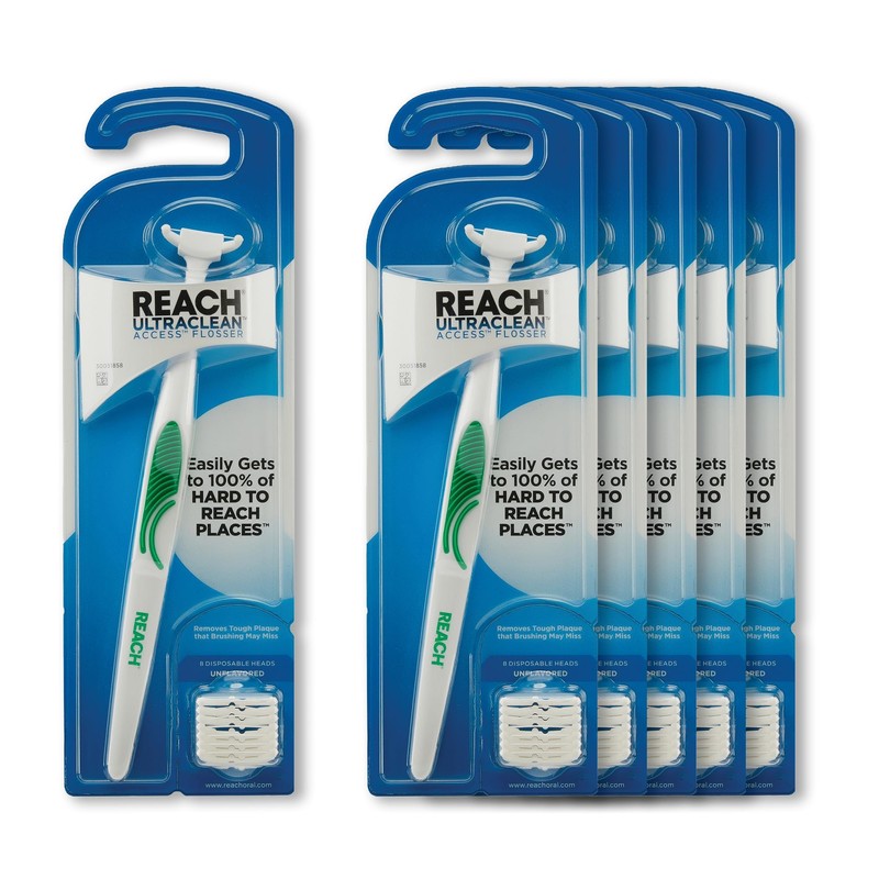 REACH Ultraclean Access Flosser Starter Kit, Unflavored, Plaque Remover for