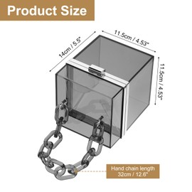 sourcing map Women Acrylic Clear Clutch Purses Square Evening Handbag Box Purse for Wedding Prom Party, Black/Silver