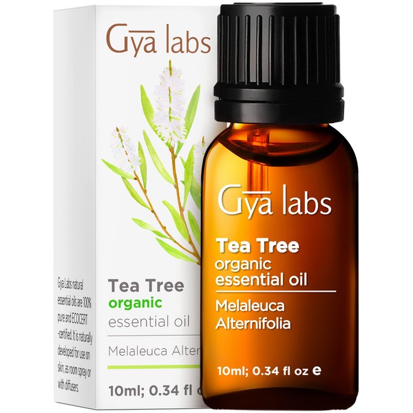 Gya Labs Australian Organic Tea Tree Oil for Skin - 100% Natural Therapeutic Tea Tree Oil Organic for Hair - Pure Tea Tree Oil for Face - Organic Tea Tree Essential Oil for Toenail & Scalp (10ml)