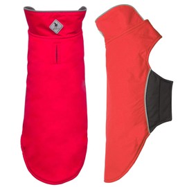 The Worthy Dog All-Weather Three-Season Apex Nylon Adjustable Dog Jacket, Reflective Wind and Water Resistant Coat With Harness Hole, Red - 20''