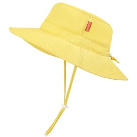HECCEI Baby Sun Hat UPF 50+ with Foldable Brim & Adjustable Chin Strap - Quick Drying Sun Protection Hat for Boys and Girls, yellow, 6-24 months