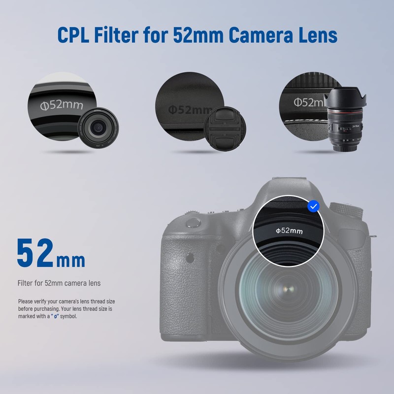 Neewer 52mm Polarizing Filter 30 Layer Multi Resistant Nano Coatings