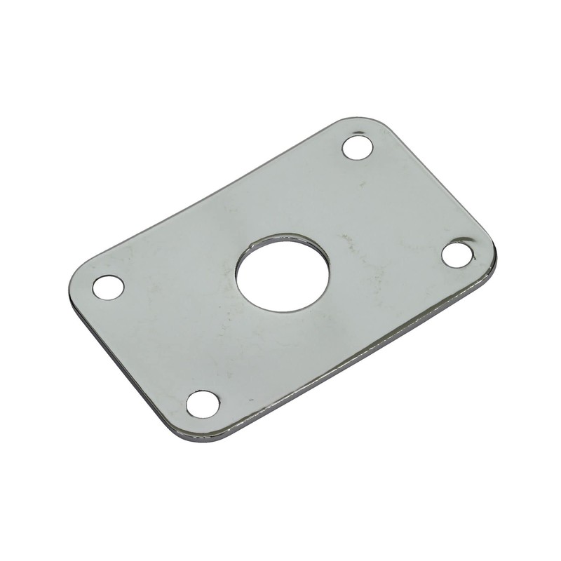 Curved Rectangular Metal Guitar Jackplate - Chrome - Explorer Electric