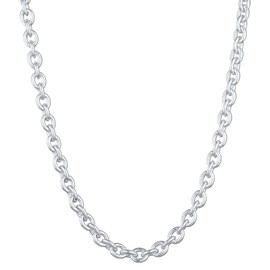 Kuzzoi Exclusive 0104982022_50 Men's Necklace with Round Anchor Links (6 mm) Polished Solid Chain for Man or Boyfriend Robust Men's Necklace Made of 925 Sterling Silver, Length 50 cm, Stainless Steel