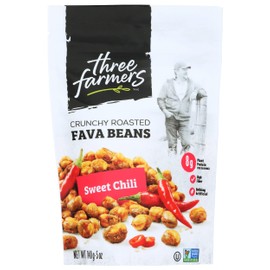 Three Farmers Crunchy Roasted Fava Beans, Sweet Chili, Vegan, Gluten Free & Non-GMO, 5 Oz (Pack of 6)