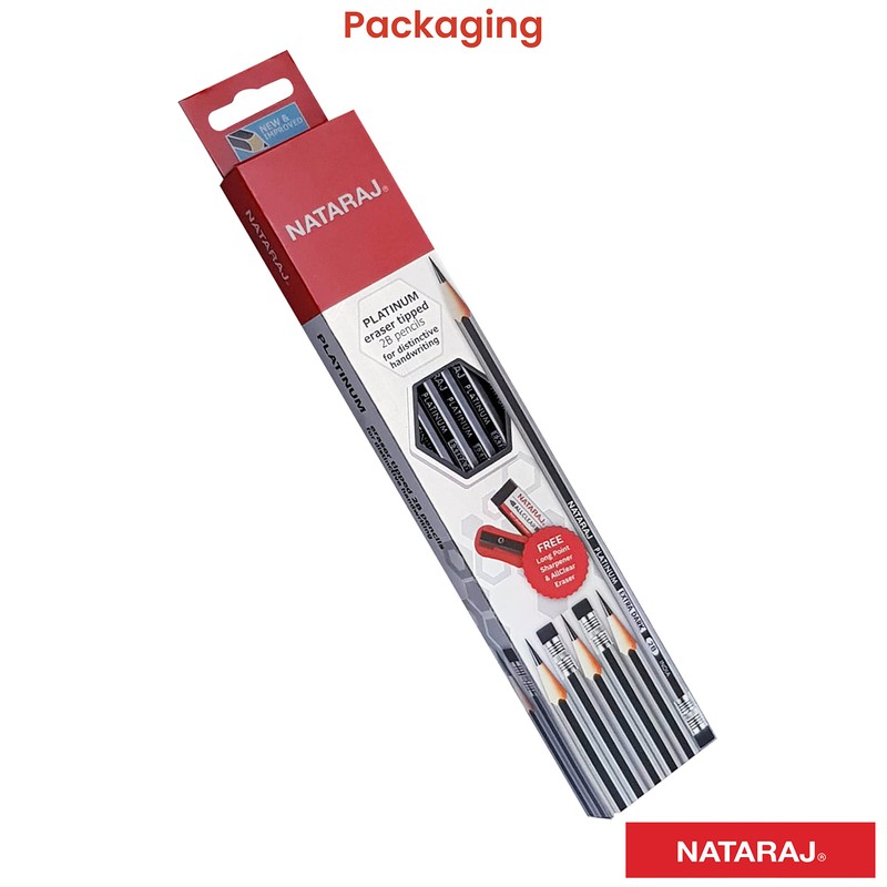 Nataraj Writing Pencils, Platinum, BLACK Bonded Lead, Pack of 12,