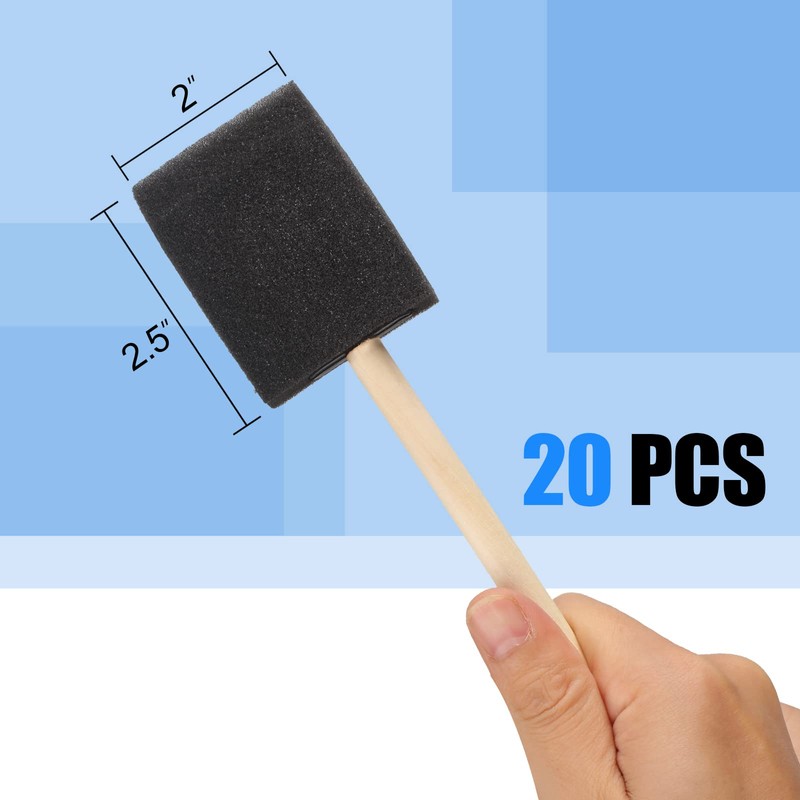 20 Pcs Foam Paint Brushes, 2 Inch Wood Handle Sponge