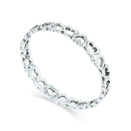 Solid 925 Sterling Silver Heart Stacking Ring 2.5mm Band in Sizes G-Z (J)
