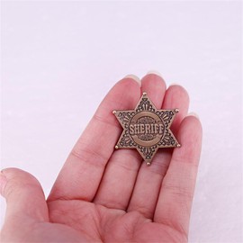 Sheriff Badges Metal Police Star Badges Lapel Pins for Boys Teen Girls Western Deputy Pin Brooch for Cowboy Party Decoration Badge Dress-Up Themed Cosplay Clothes Accessory Birthday Gift