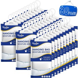 TUXIYA Moisture Absorbers 30 Pack,Hanging Closet Dehumidifier Bags,Moisture Absorbing Bags, Desiccant,Moisture Absorbing Bags for