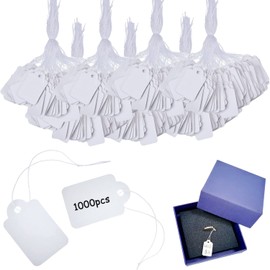 LBING Pack of 1000 price tags, price labels, small hanging labels with thread for flea market, jewellery, clothing
