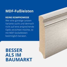 REESE Skirting Boards MDF Stainless Steel Look Hamburger / Berlin Profile 100 mm - 1 Piece / 2.3 Running Metre