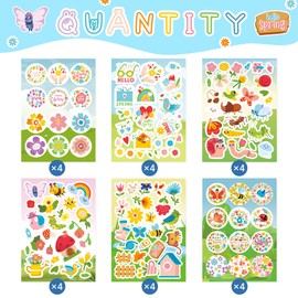 Joyful Start Spring Stickers for Kids - 496 Pcs Flower Stickers for Kids Classroom Spring Sticker Bulk for Holiday Party Favors Supplies