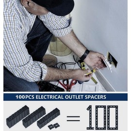 100pcs Outlet Spacers for Electrical Box, Electrical Outlet Spacers Shims Switch and Receptacle Spacer Socket Electrical Box Extender for Loose Outlet Electric Switch (Black)