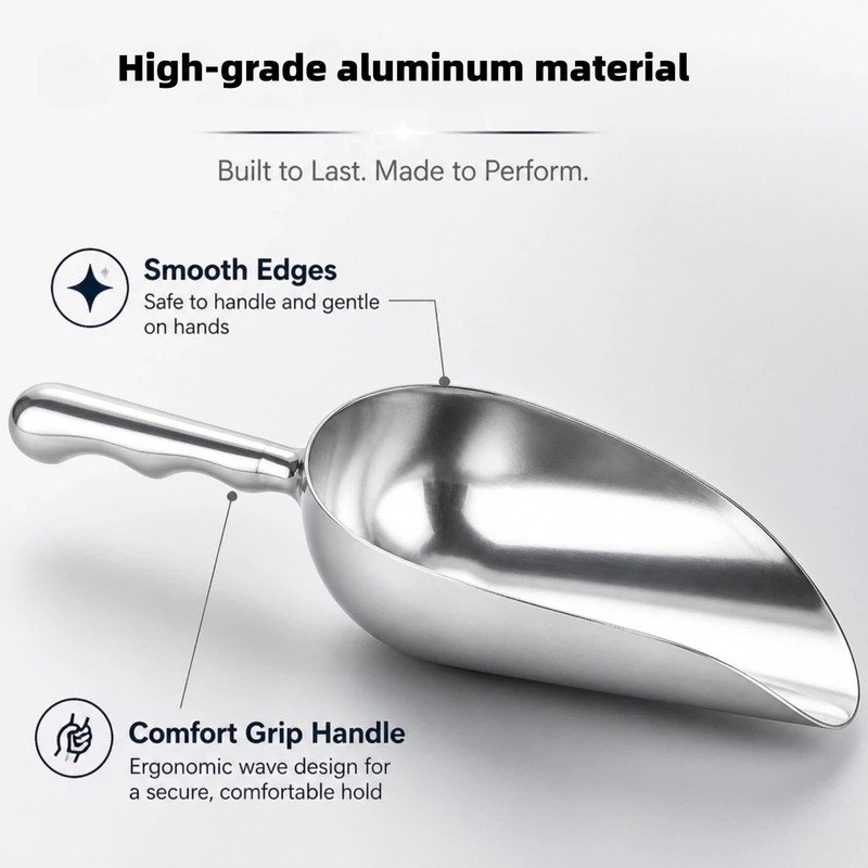 38oz Ice Cube Endurance Scoop, Cast Aluminum Shovel, Kitchen Utility