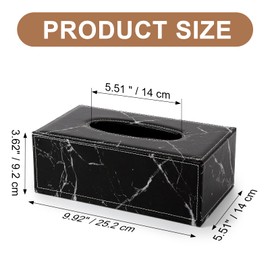 GORESE Rectangular Tissue Box Holder Tissue Box Cover PU Leather Facial Tissue Dispenser for Home Bathroom, Living Room, Bedroom, Dinning Room, Office, Car Automotive Decoration(Black Marble)