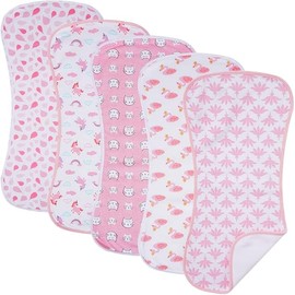 Ultra-Soft Cotton Burping Clothes - Large, Absorbent, Waterproof Baby Burp Cloths in Cute Unisex Designs 5 Pack (pink01)
