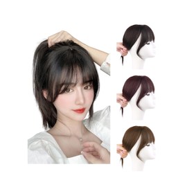 Bangs Wig, Partial Wig, Crown, Hairline, Blunt Cut, See-through, Natural, Clip Included, Heat Resistant, Undetectable, Fluffy, Small Face Effect, Volume Up, Women's Hairpiece, Hair Extensions (Natural