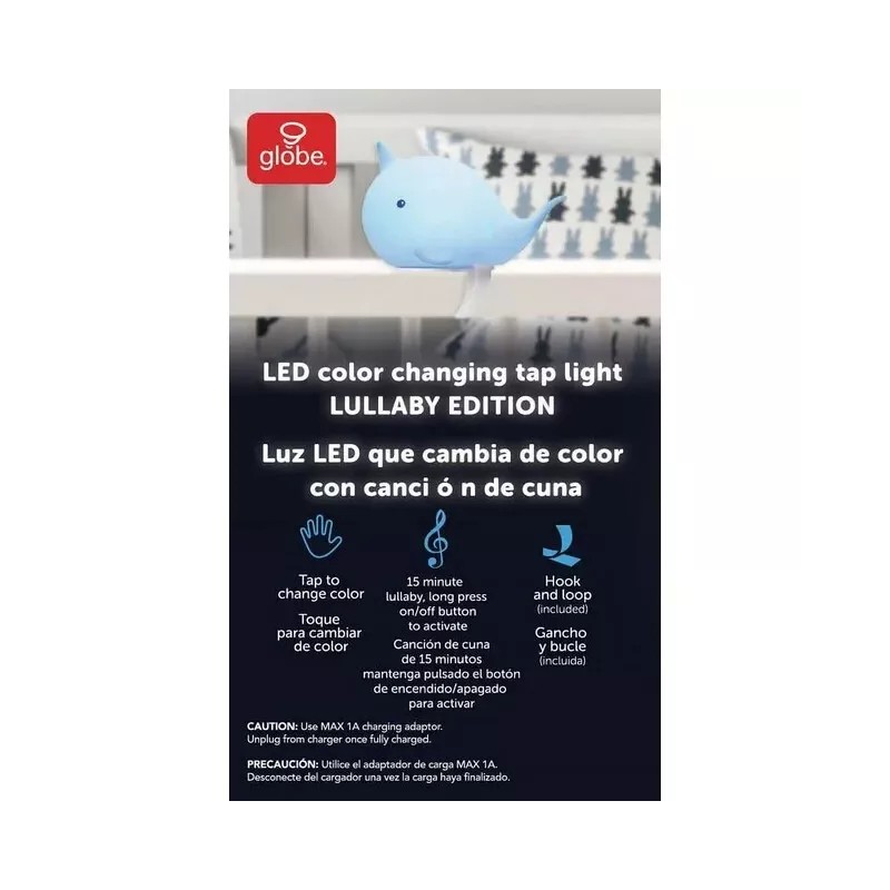 Globe Electric LED Narwhal Rechargeable Silicone Clip-On Kids Night Light