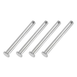 PATIKIL 8 x 75 Mm Single Hole Clevis Pin, 4 Pcs 304 Stainless Steel Flat Head Pin for Hitch Pin Lock Link Hinge Systems, Silver