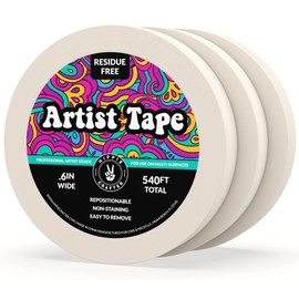 3Pk White Artist Tape for Watercolor Paper White Painters Tape Artists Painting Tape Removable Paper Tape Masking Drafting Canvas Framing Paint Mask Thin Residue Free Low Tack Low Acid Art Tape .6in
