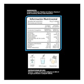 BHP NUTRITION colageno hidrolizado adicionado con acido hialuronico, vitamina C y biotina, 50 servicios, 500g sin sabor alta pureza