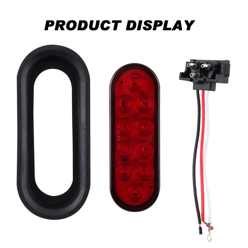 6Pcs 6 Inch Oval LED Trailer Tail Lights 10 LED,
