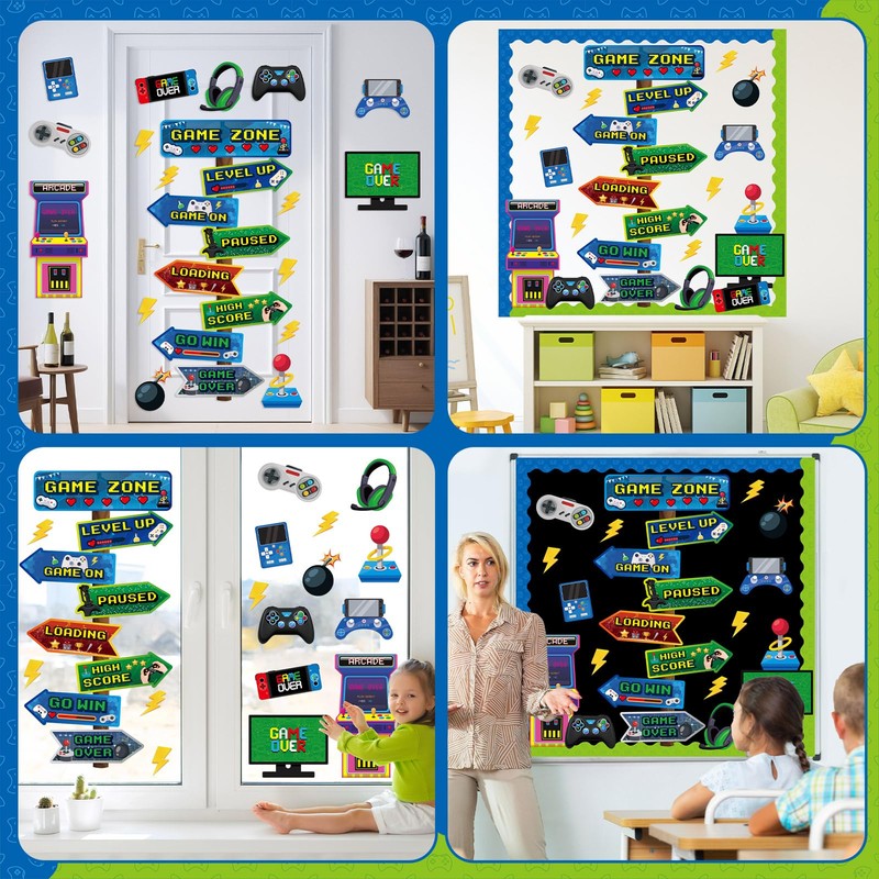Video Game Theme Bulletin Board Set Directional Signs Level up