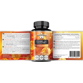 Vitamin D3 4000 UI with K2 MK7-120 Capsules - Potent Bone and Blood Health Support - 4 Month Supply - Diet Supplement by Apollo's Hegemony