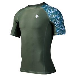 Men's Splice UV Sun Protection UPF 50+ Skins Rash Guard Short Sleeves(Splash,2XL)
