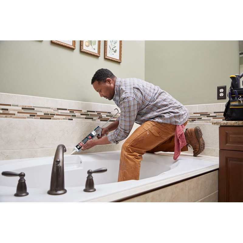 GE Supreme Silicone Caulk for Kitchen & Bath, White, 10.1
