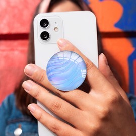 Ksadiye Clear Phone Grip with Expanding Kickstand,Cell Smartphones Collapsible Stand Blue Purple Line Design for Phone